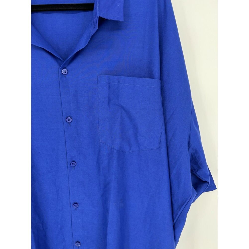 LALEELA Button Up Shirt Blue Short Sleeve Button Up Casual Size 4XL - Picture 3 of 7